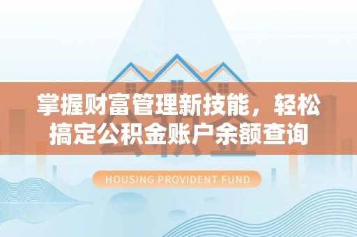 新疆掌握财富管理新技能，轻松搞定公积金账户余额查询