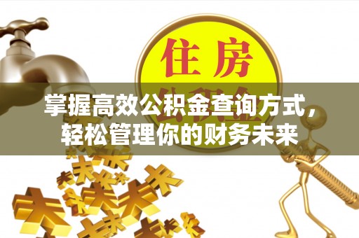 新疆掌握高效公积金查询方式，轻松管理你的财务未来